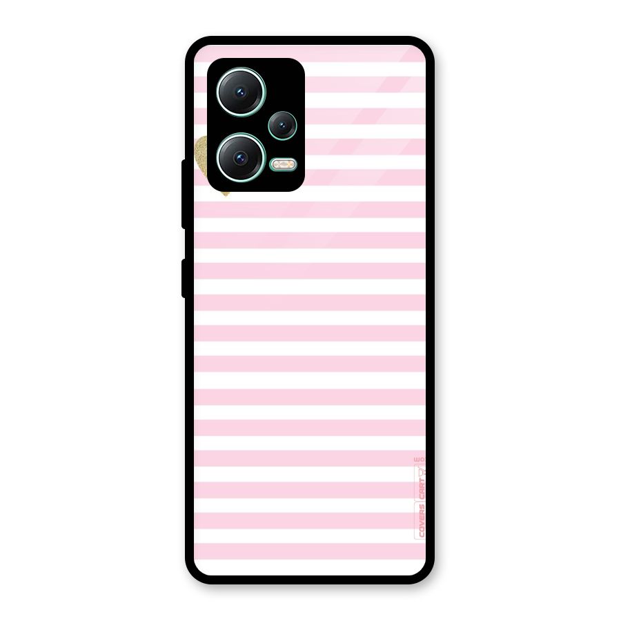 Pink Stripes Glass Back Case for Redmi Note 12 5G