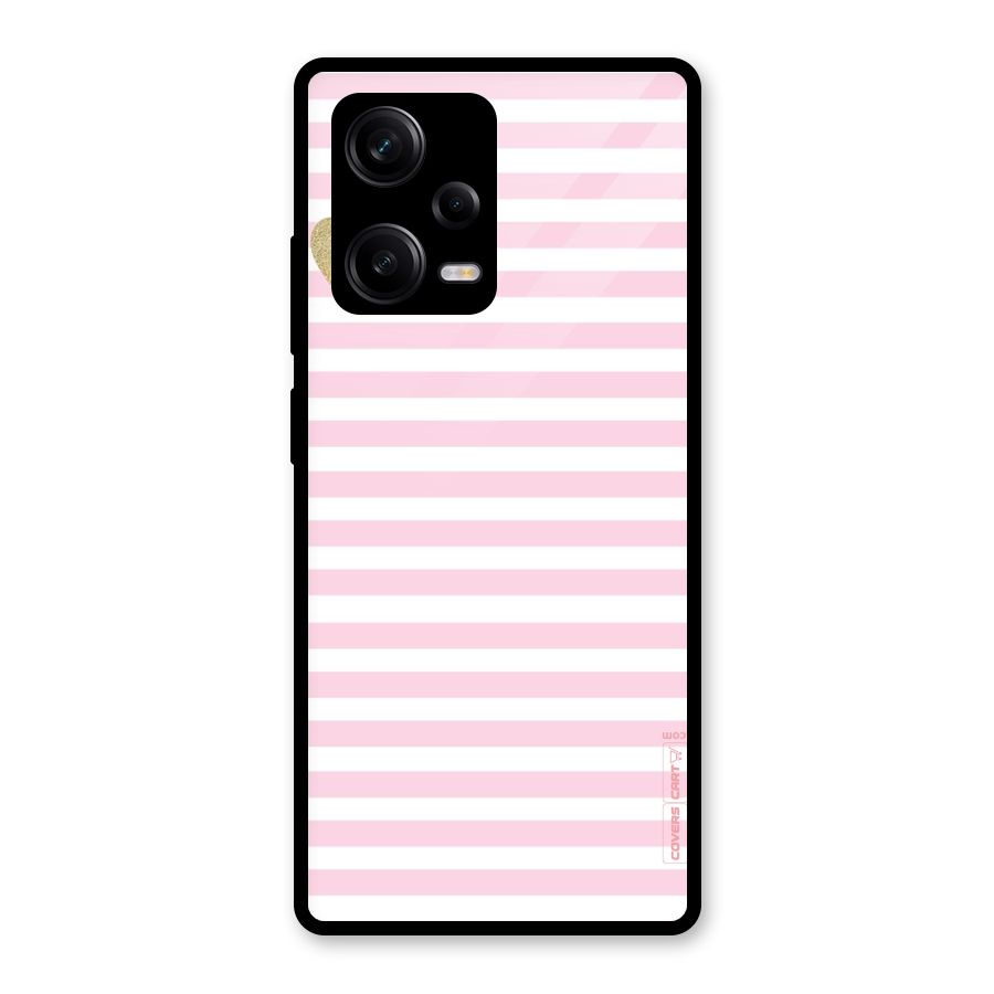 Pink Stripes Glass Back Case for Redmi Note 12 Pro