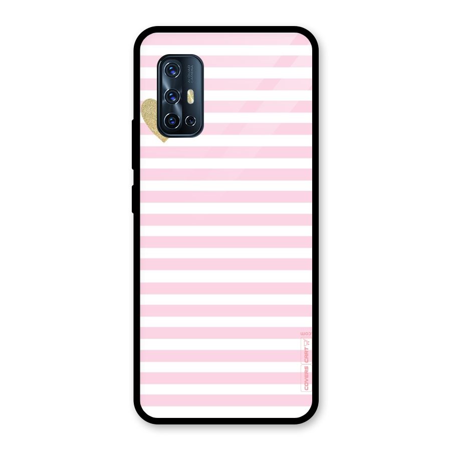 Pink Stripes Glass Back Case for Vivo V17
