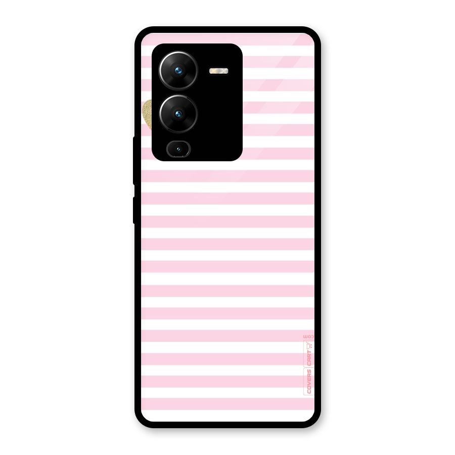 Pink Stripes Glass Back Case for Vivo V25 Pro