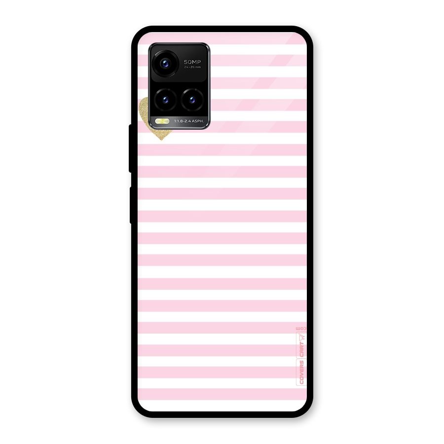 Pink Stripes Glass Back Case for Vivo Y21T