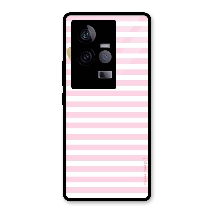 Pink Stripes Glass Back Case for Vivo iQOO 11 5G