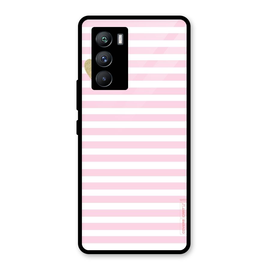 Pink Stripes Glass Back Case for Vivo iQOO 9 SE