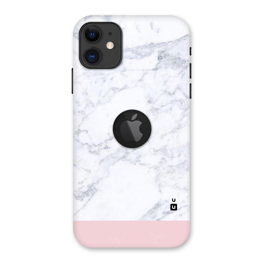 Pink White Merge Marble Back Case for iPhone 11 Logo Cut