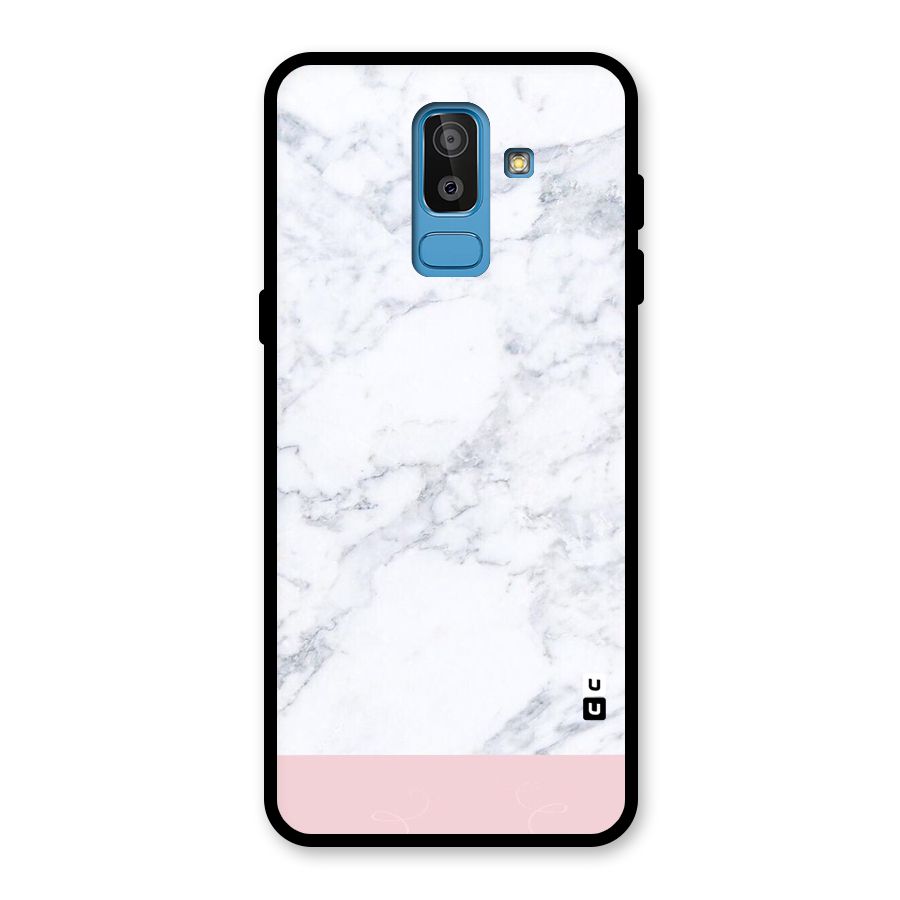 Pink White Merge Marble Glass Back Case for Galaxy J8