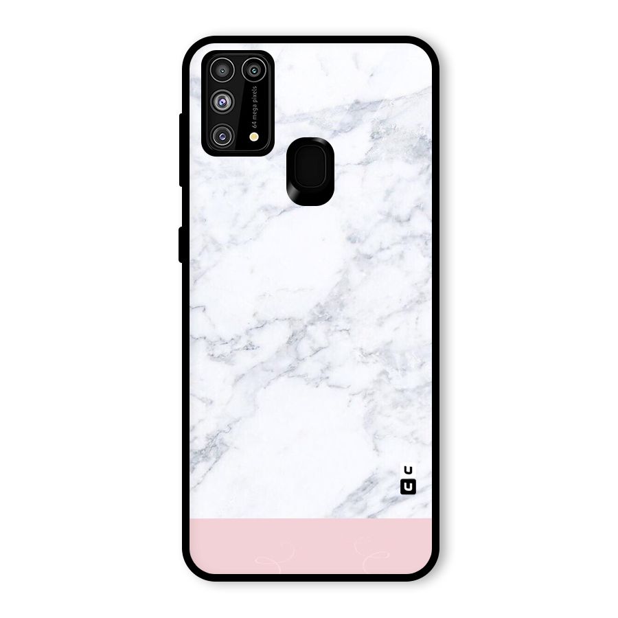 Pink White Merge Marble Glass Back Case for Galaxy M31