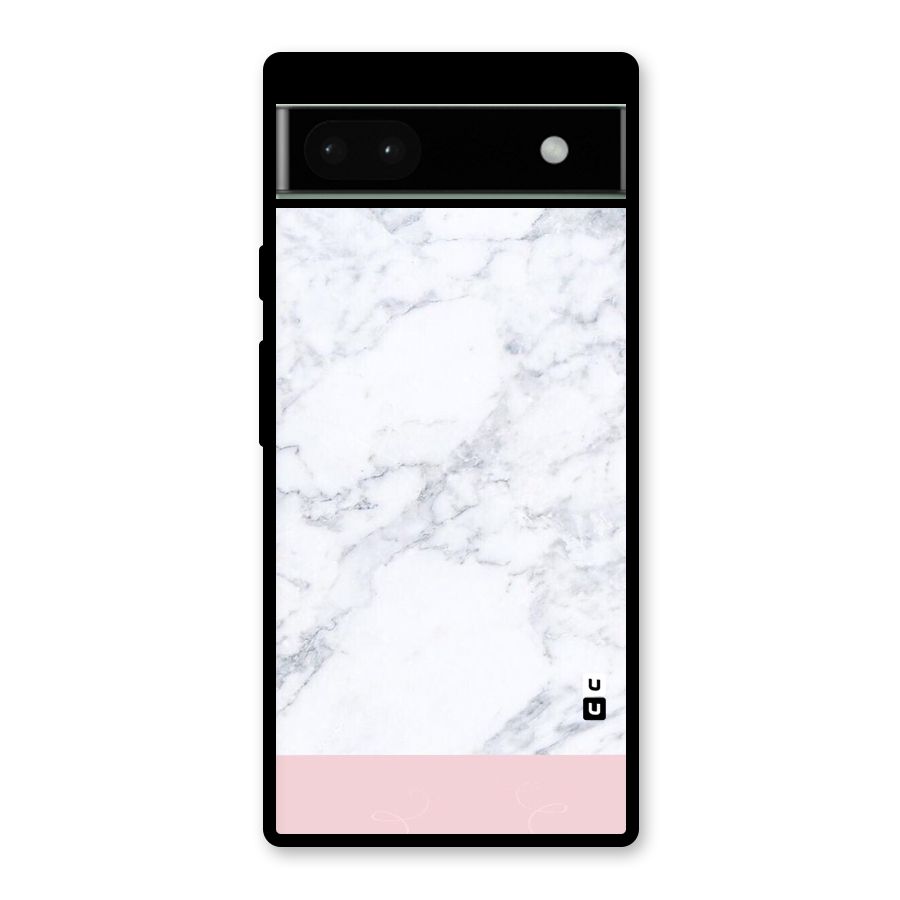 Pink White Merge Marble Glass Back Case for Google Pixel 6a