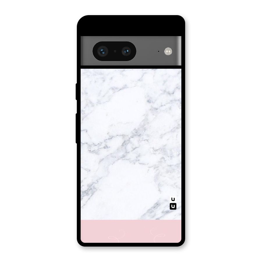 Pink White Merge Marble Glass Back Case for Google Pixel 7