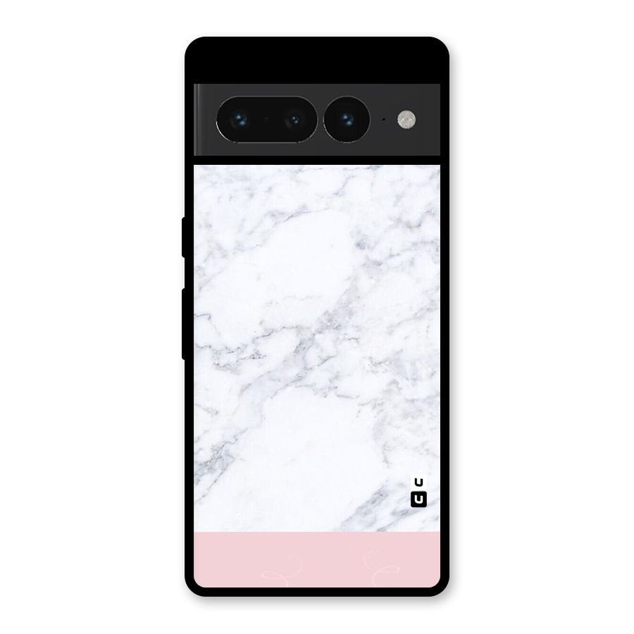 Pink White Merge Marble Glass Back Case for Google Pixel 7 Pro