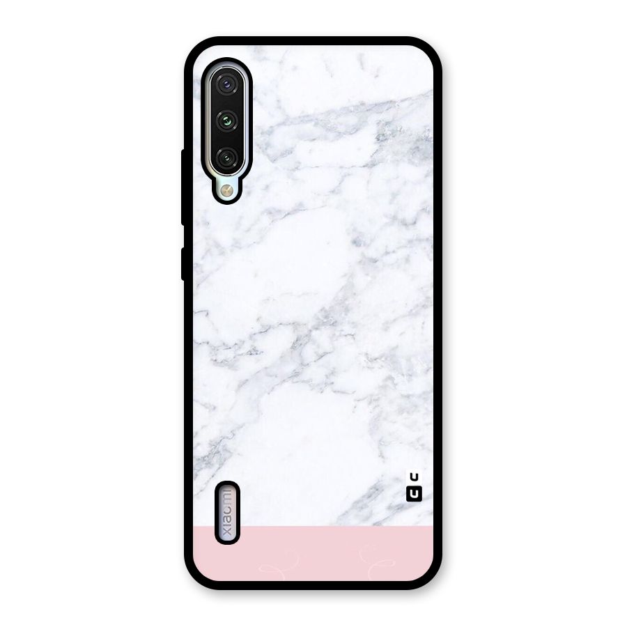 Pink White Merge Marble Glass Back Case for Mi A3