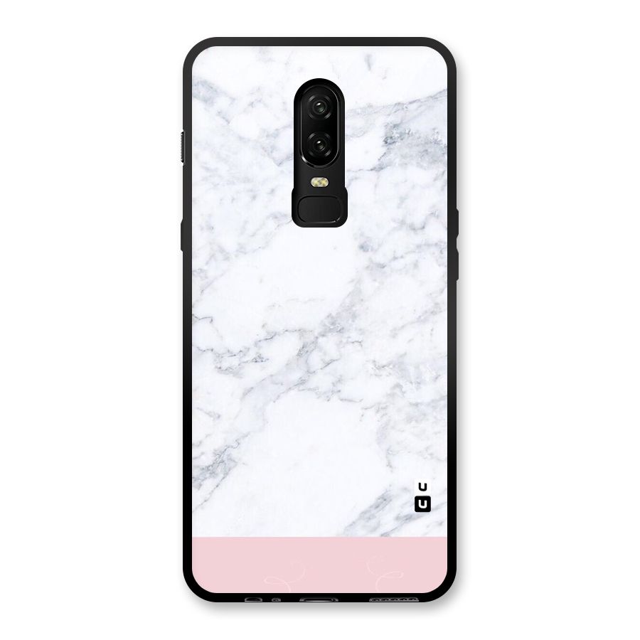 Pink White Merge Marble Glass Back Case for OnePlus 6