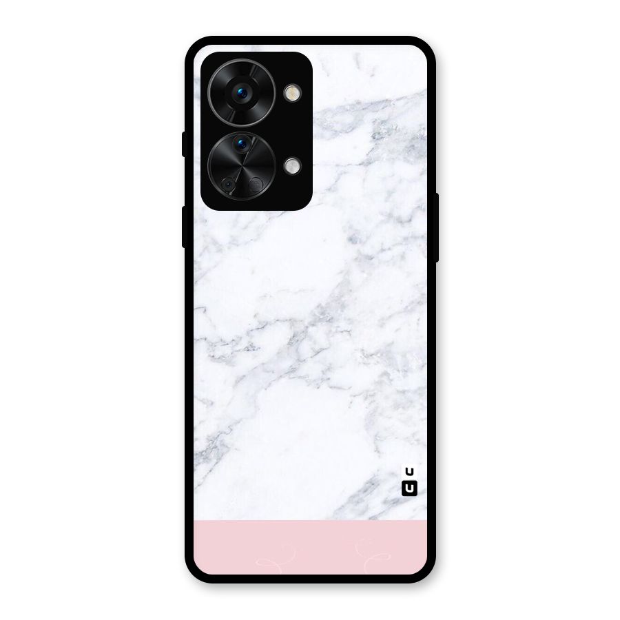 Pink White Merge Marble Glass Back Case for OnePlus Nord 2T
