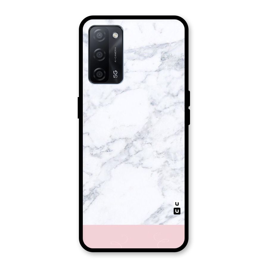 Pink White Merge Marble Glass Back Case for Oppo A53s 5G