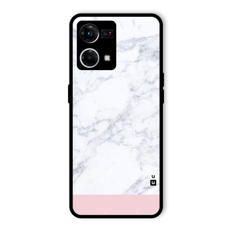 Pink White Merge Marble Glass Back Case for Oppo F21 Pro 5G