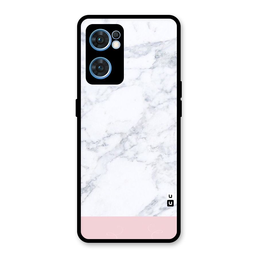 Pink White Merge Marble Glass Back Case for Oppo Reno7 5G