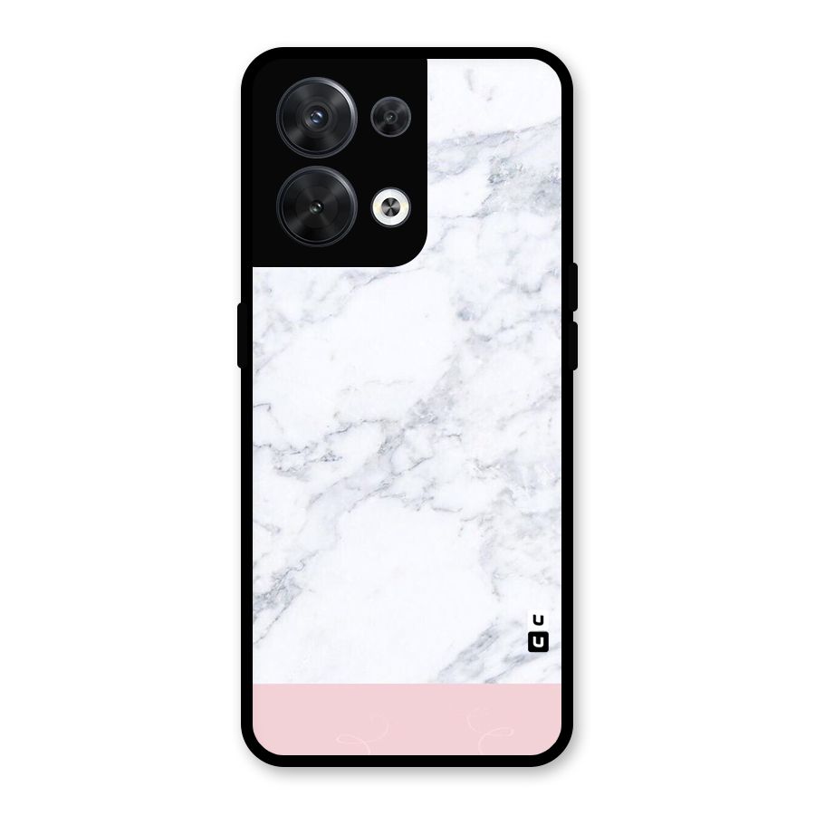 Pink White Merge Marble Glass Back Case for Oppo Reno8 5G
