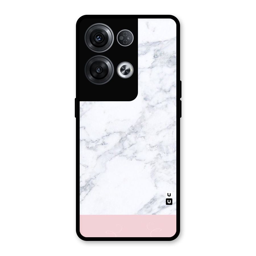 Pink White Merge Marble Glass Back Case for Oppo Reno8 Pro 5G
