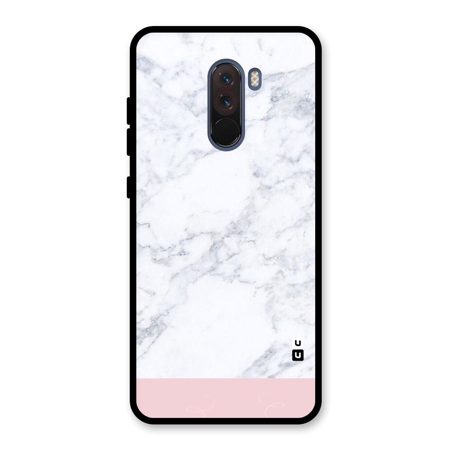 Pink White Merge Marble Glass Back Case for Poco F1