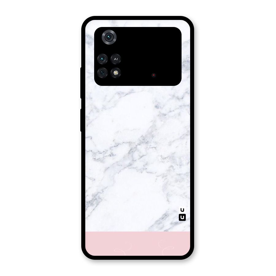 Pink White Merge Marble Glass Back Case for Poco M4 Pro 4G