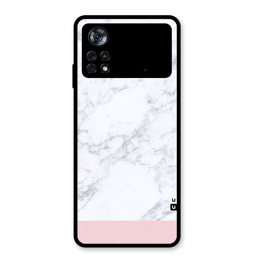 Pink White Merge Marble Glass Back Case for Poco X4 Pro 5G