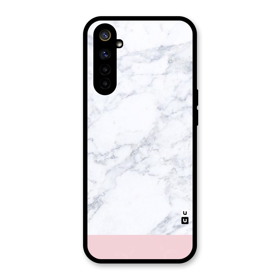 Pink White Merge Marble Glass Back Case for Realme 6i