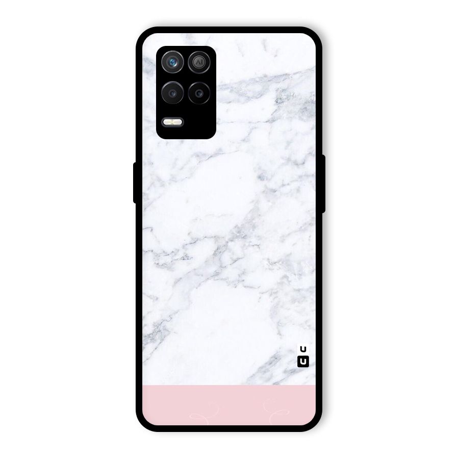 Pink White Merge Marble Glass Back Case for Realme 8 5G