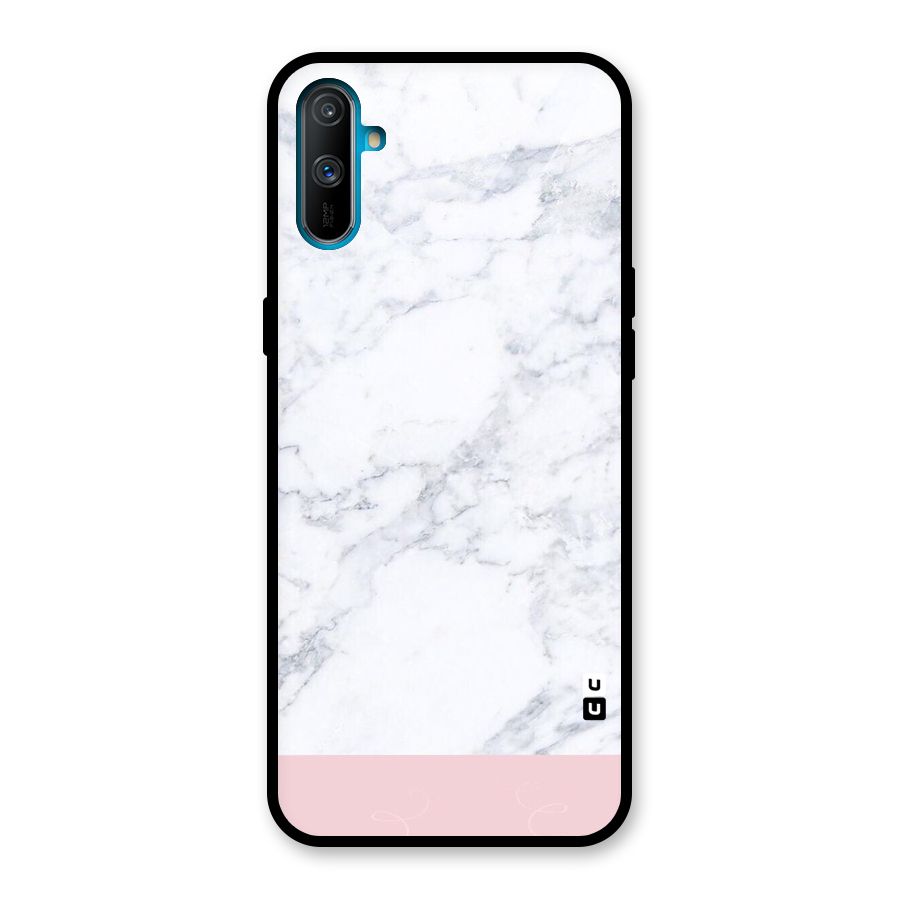 Pink White Merge Marble Glass Back Case for Realme C3