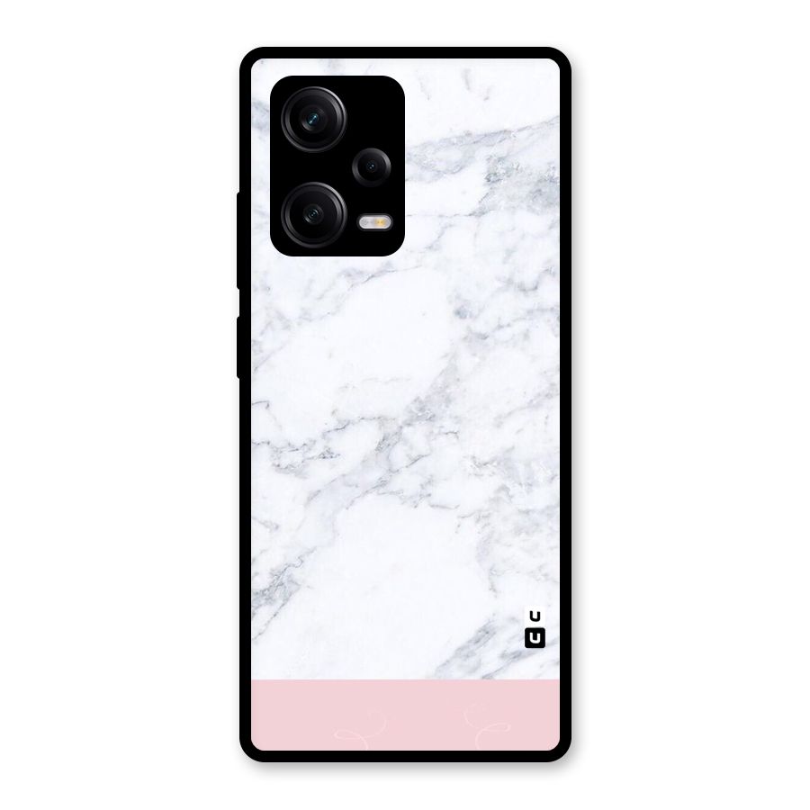 Pink White Merge Marble Glass Back Case for Redmi Note 12 Pro