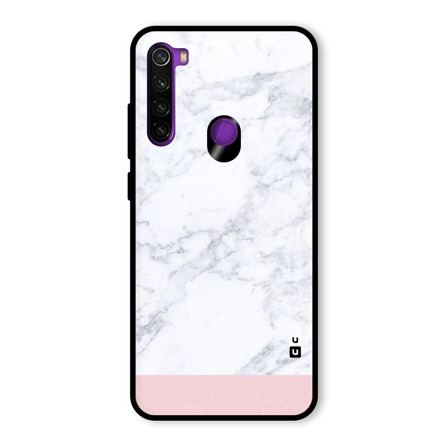 Pink White Merge Marble Glass Back Case for Redmi Note 8