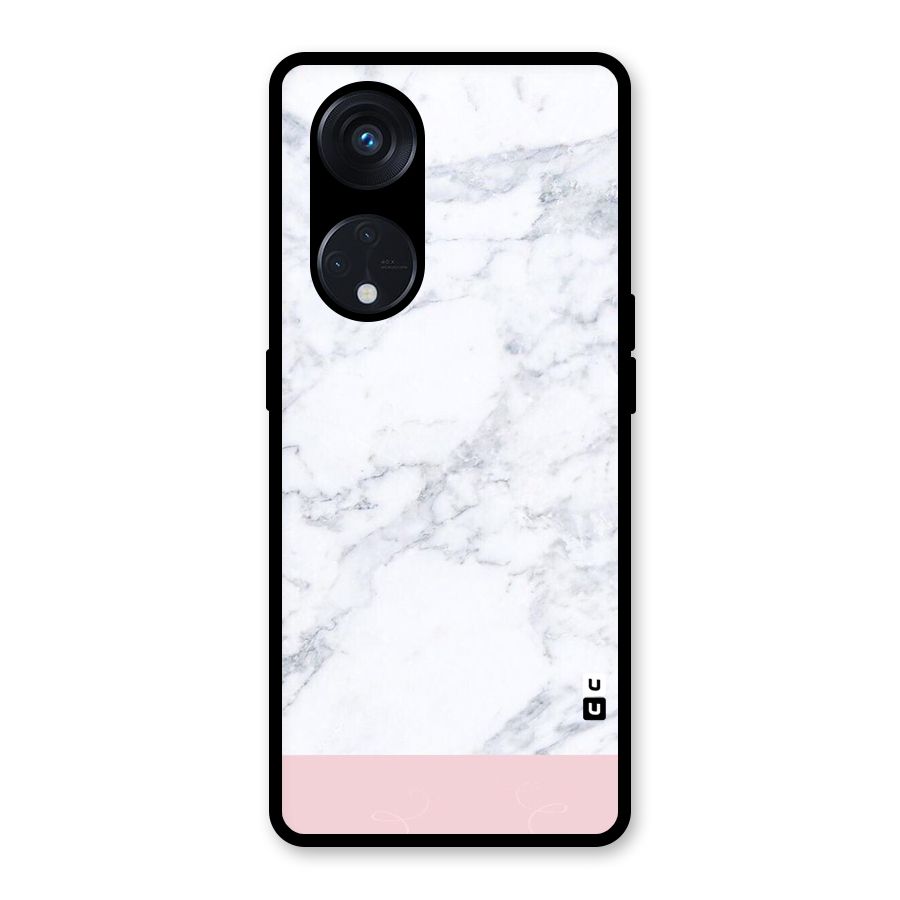 Pink White Merge Marble Glass Back Case for Reno8 T 5G