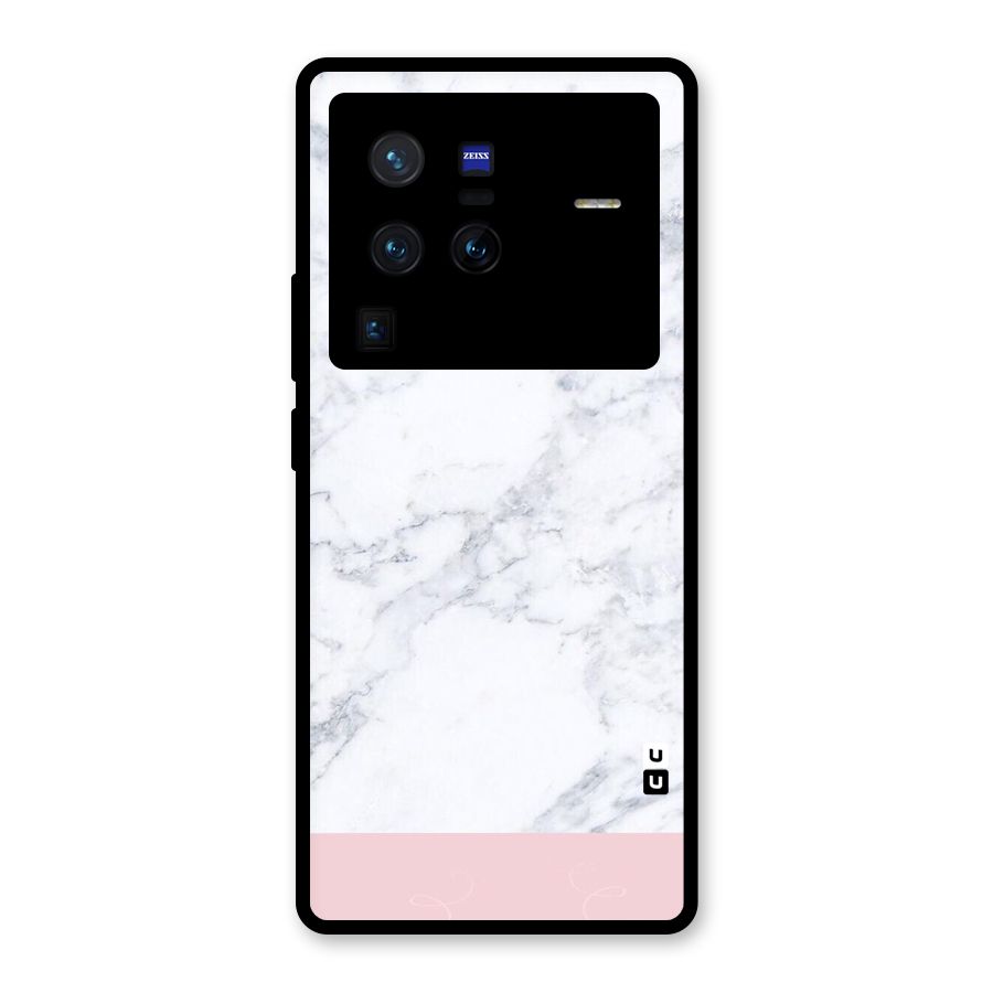 Pink White Merge Marble Glass Back Case for Vivo X80 Pro