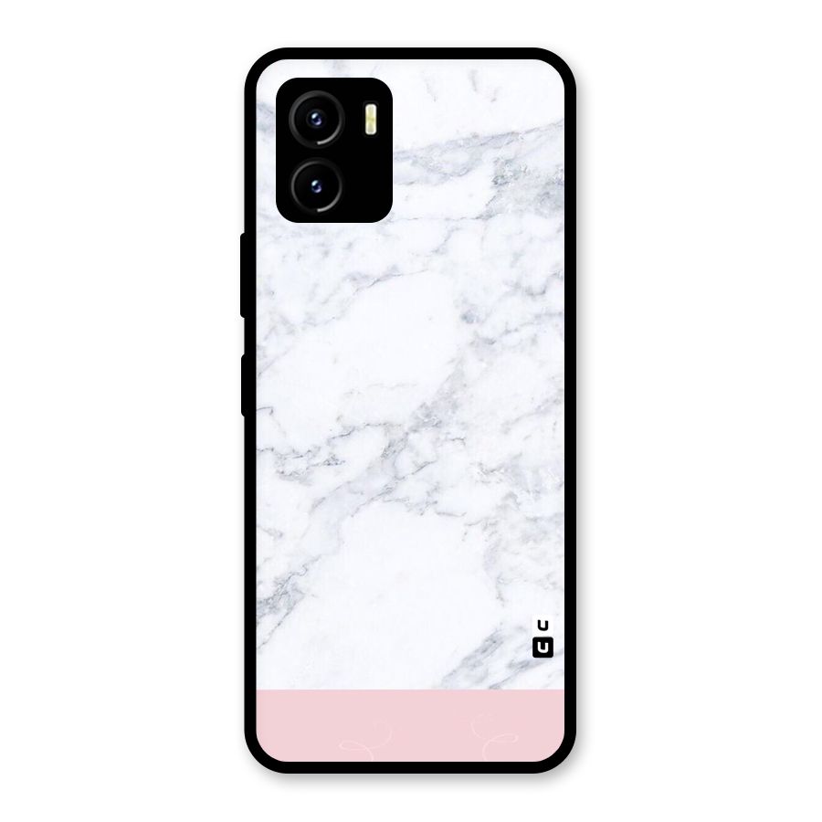 Pink White Merge Marble Glass Back Case for Vivo Y15s
