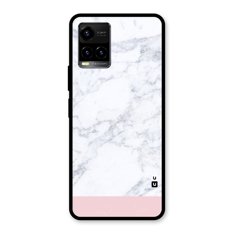 Pink White Merge Marble Glass Back Case for Vivo Y21T