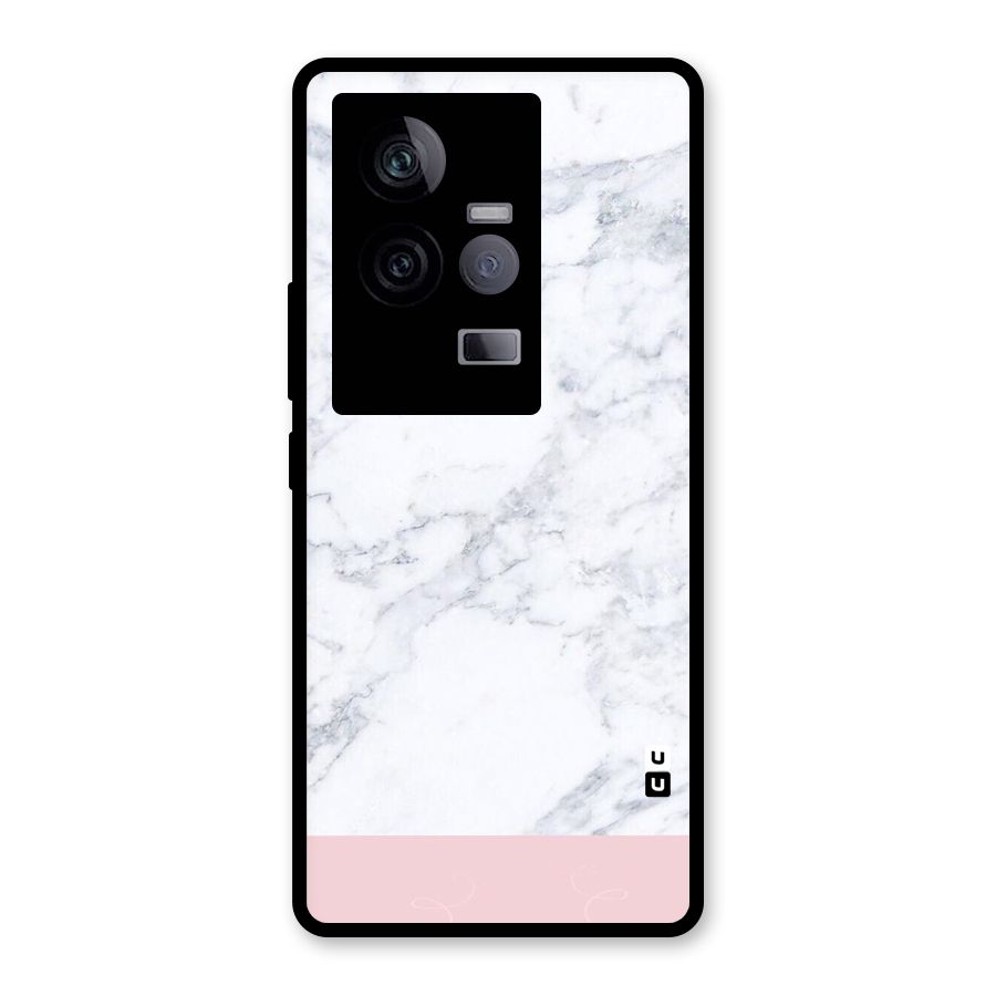 Pink White Merge Marble Glass Back Case for Vivo iQOO 11 5G