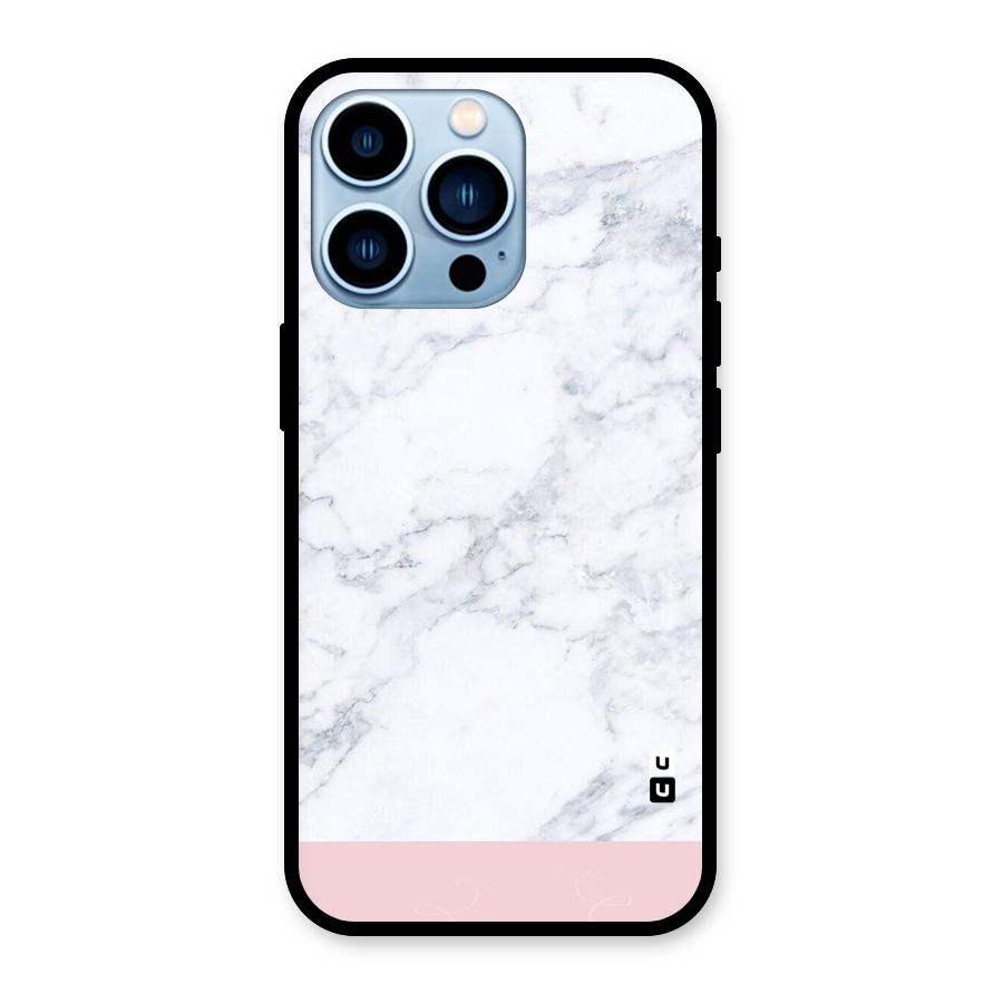 Pink White Merge Marble Glass Back Case for iPhone 13 Pro