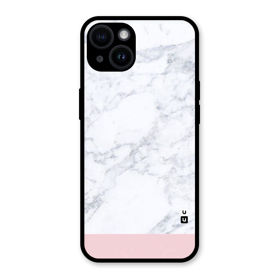 Pink White Merge Marble Glass Back Case for iPhone 14