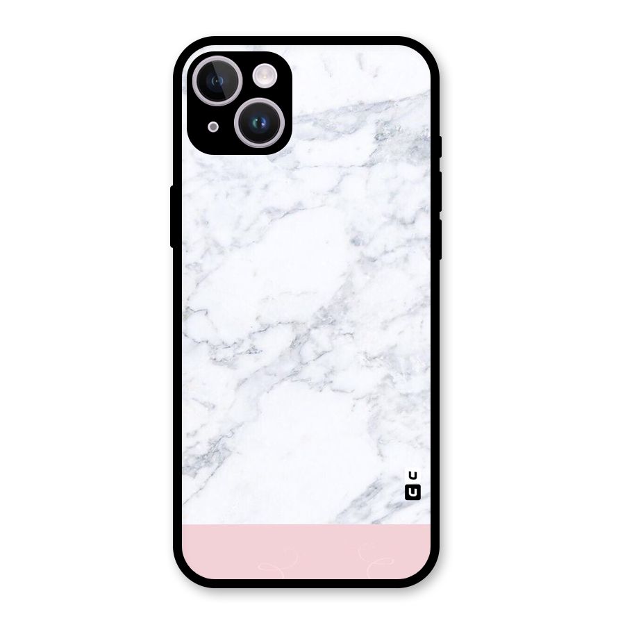 Pink White Merge Marble Glass Back Case for iPhone 14 Plus