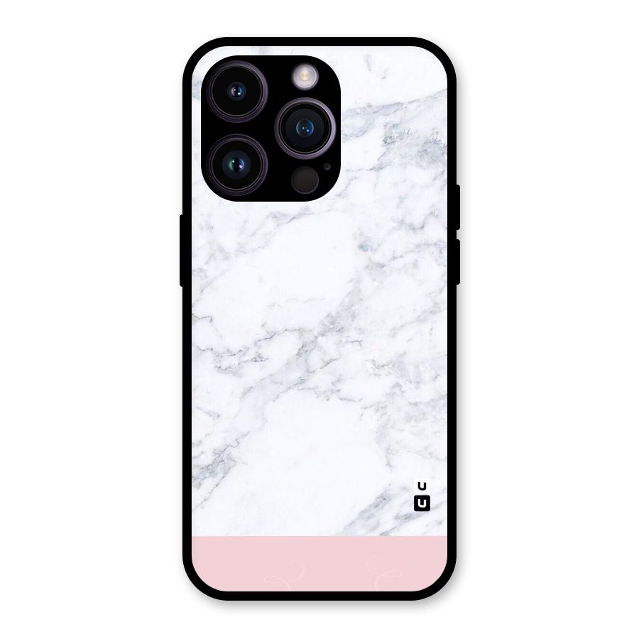 Pink White Merge Marble Glass Back Case for iPhone 14 Pro