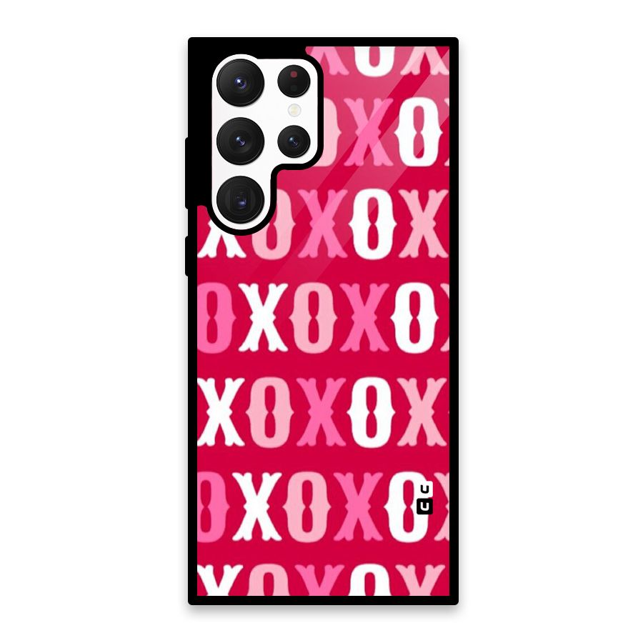 Pink White Xoxo Glass Back Case for Galaxy S22 Ultra 5G