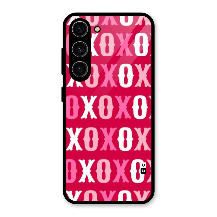 Pink White Xoxo Glass Back Case for Galaxy S23