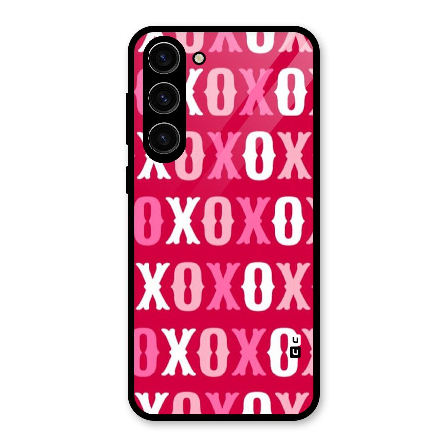 Pink White Xoxo Glass Back Case for Galaxy S23 Plus