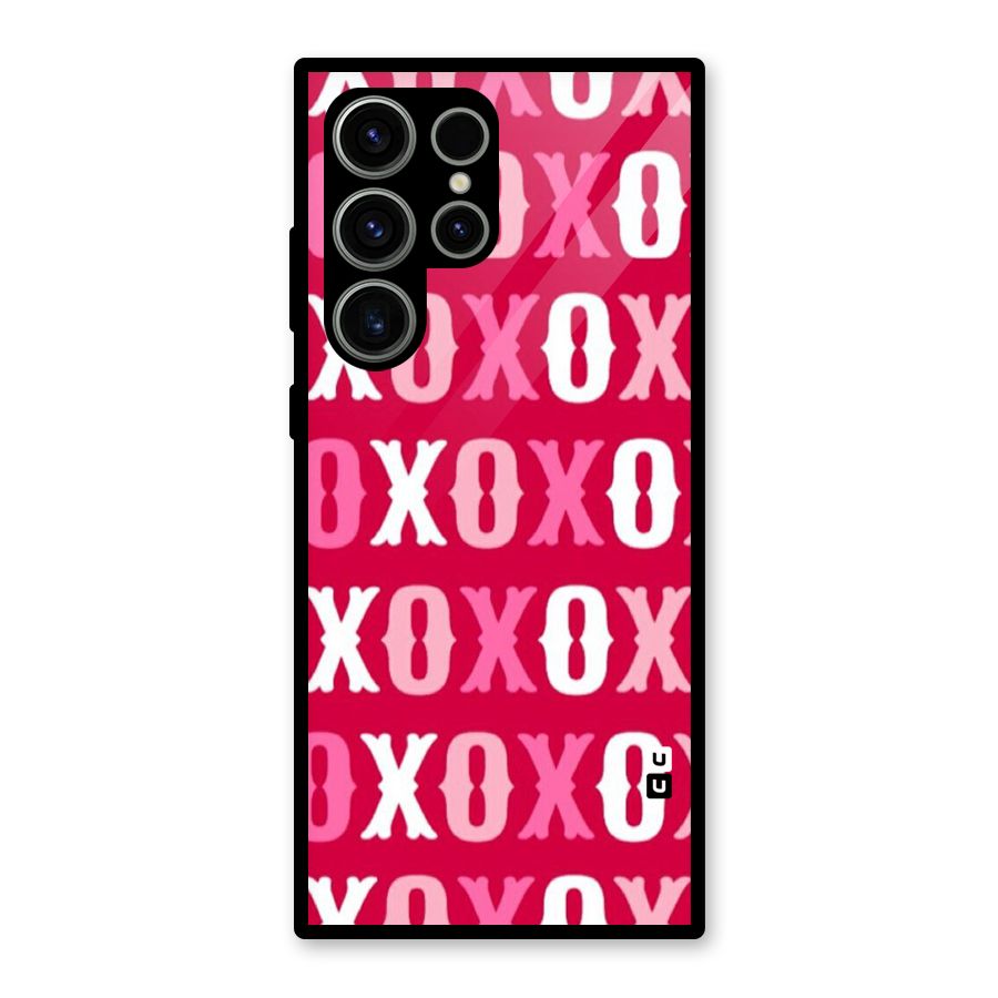 Pink White Xoxo Glass Back Case for Galaxy S23 Ultra