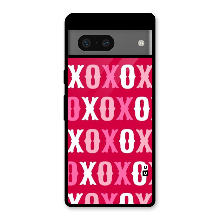 Pink White Xoxo Glass Back Case for Google Pixel 7