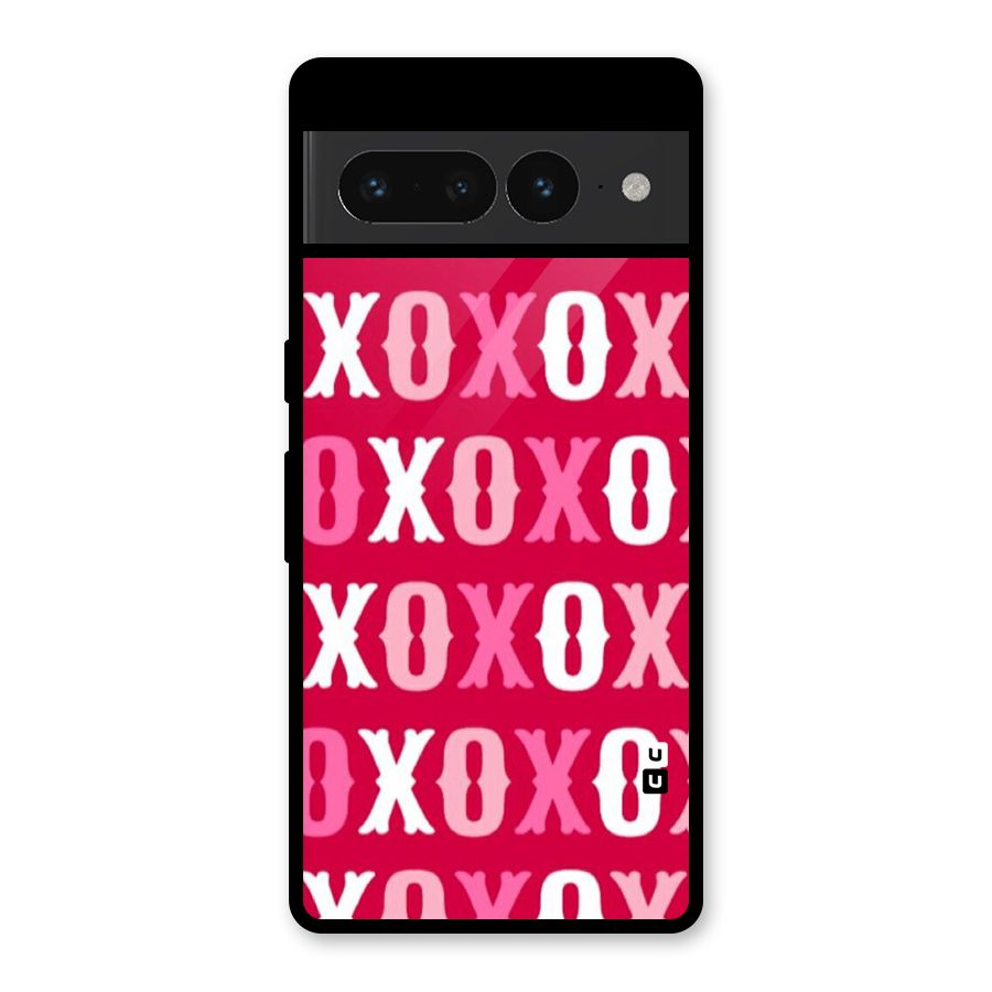 Pink White Xoxo Glass Back Case for Google Pixel 7 Pro