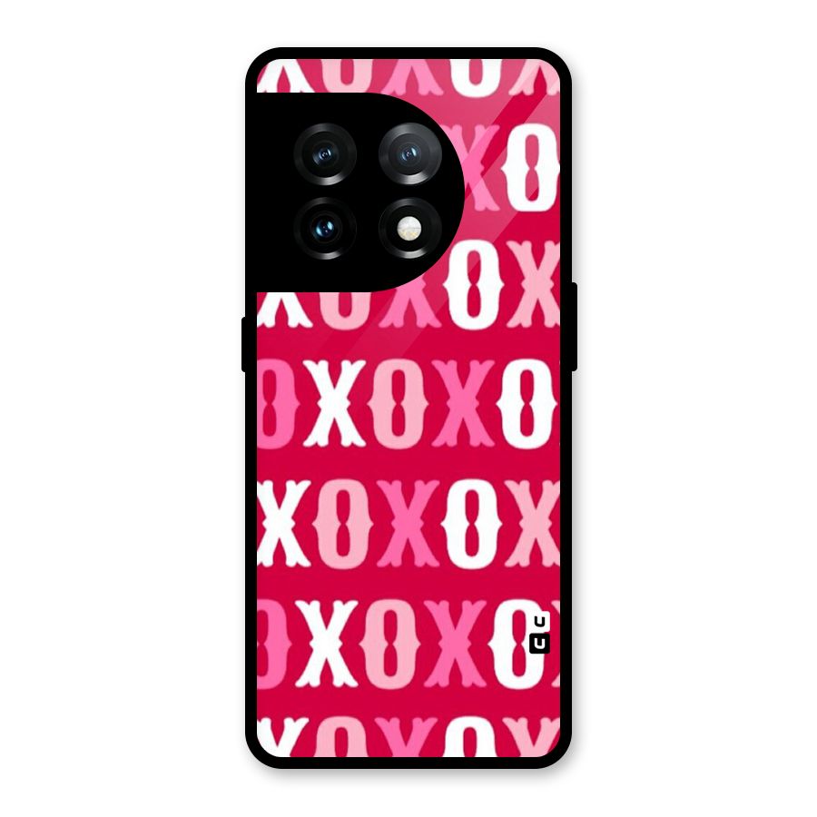 Pink White Xoxo Glass Back Case for OnePlus 11