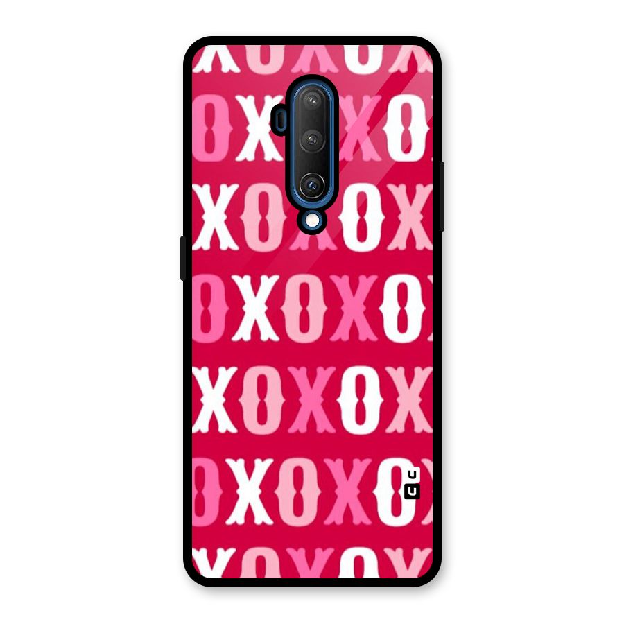 Pink White Xoxo Glass Back Case for OnePlus 7T Pro