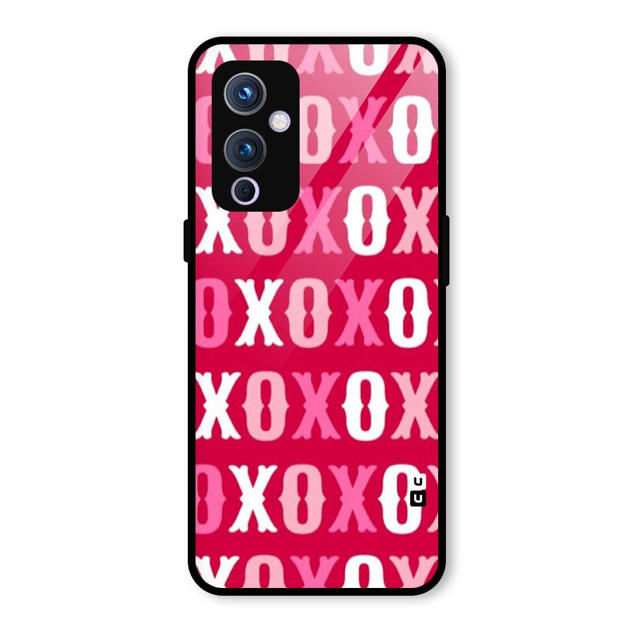 Pink White Xoxo Glass Back Case for OnePlus 9
