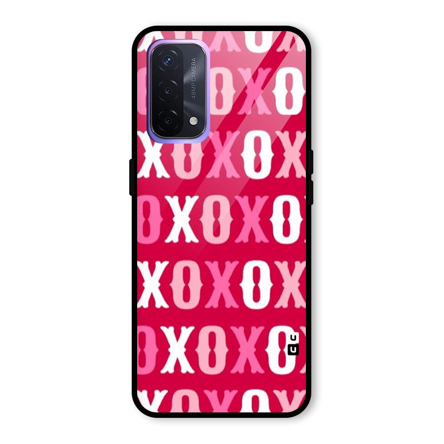 Pink White Xoxo Glass Back Case for Oppo A74 5G