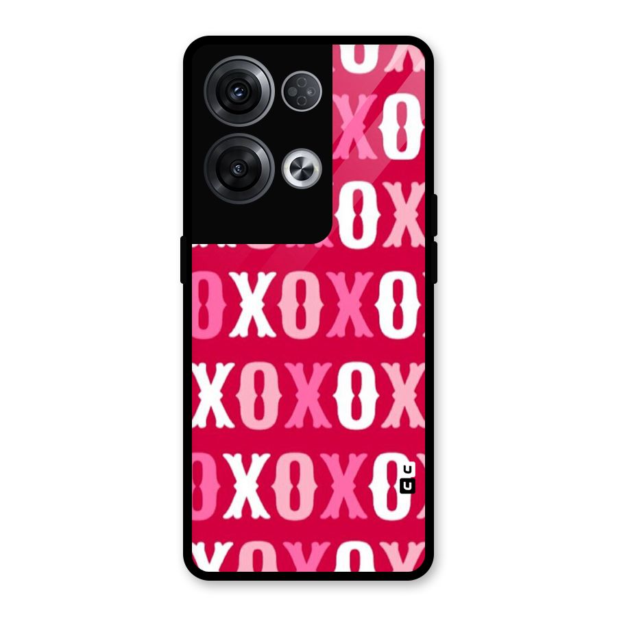 Pink White Xoxo Glass Back Case for Oppo Reno8 Pro 5G