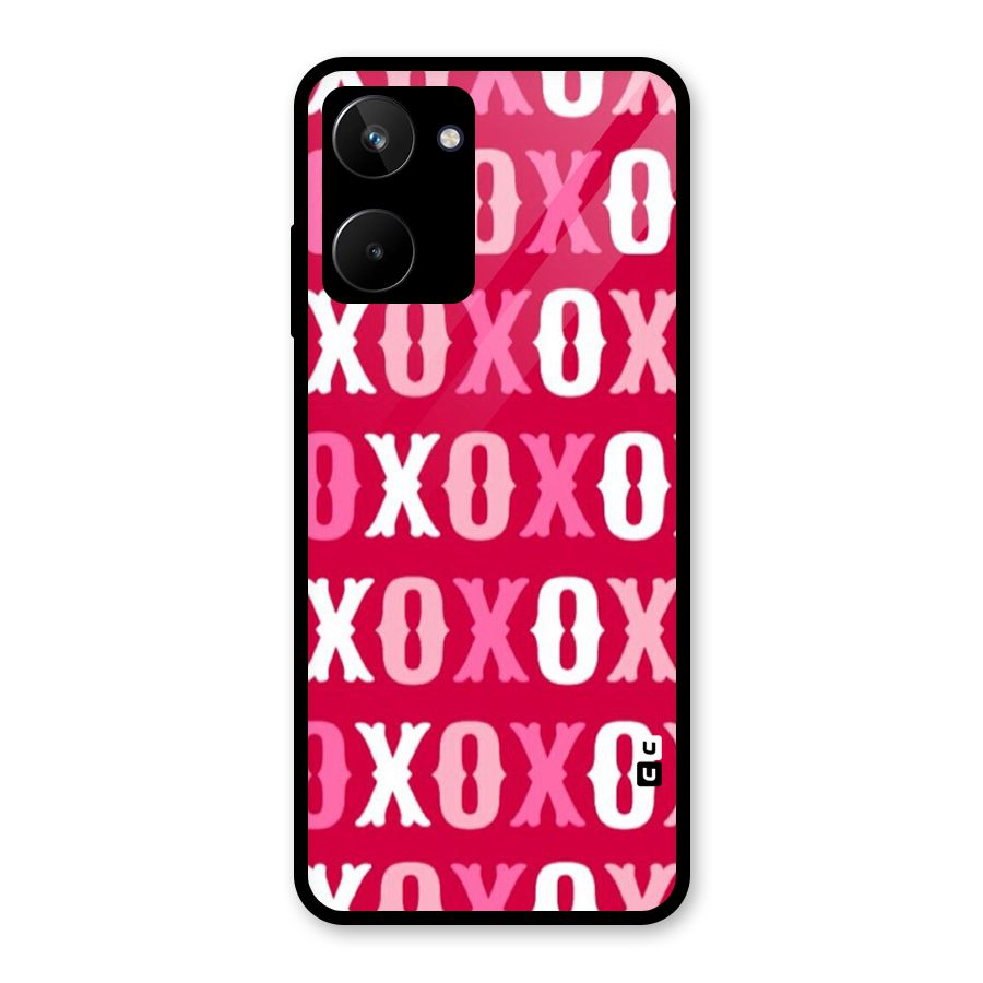 Pink White Xoxo Glass Back Case for Realme 10